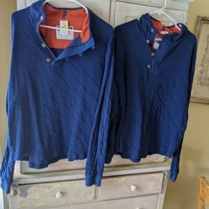 Lot of 2 Robert Graham 1/4 Zip Button Freshly Laundered Shirt L/S Blue L